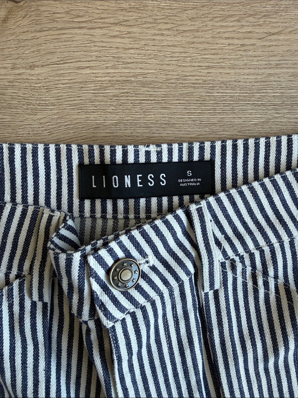 Lioness Navy and White Vertical-Stripe Wide Leg Trousers - Picture 5 of 6
